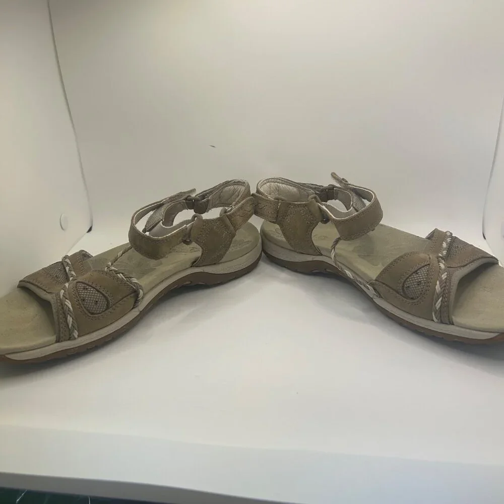 Merrell violatta aluminum Tan Strappy Sandals Size 7 Braided Detail & Adjustable - Picture 4 of 8